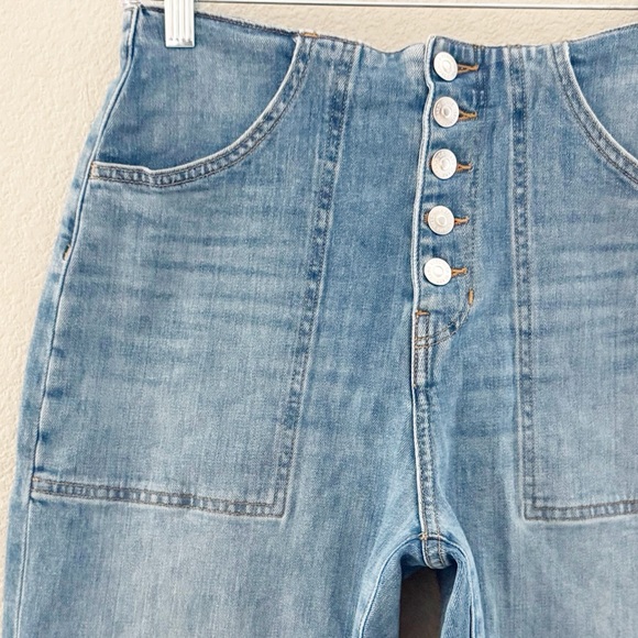 Veronica Beard Crosbie Wide Crop Jeans 28 Lakeshore Light Wash Denim Designer - Picture 9 of 13